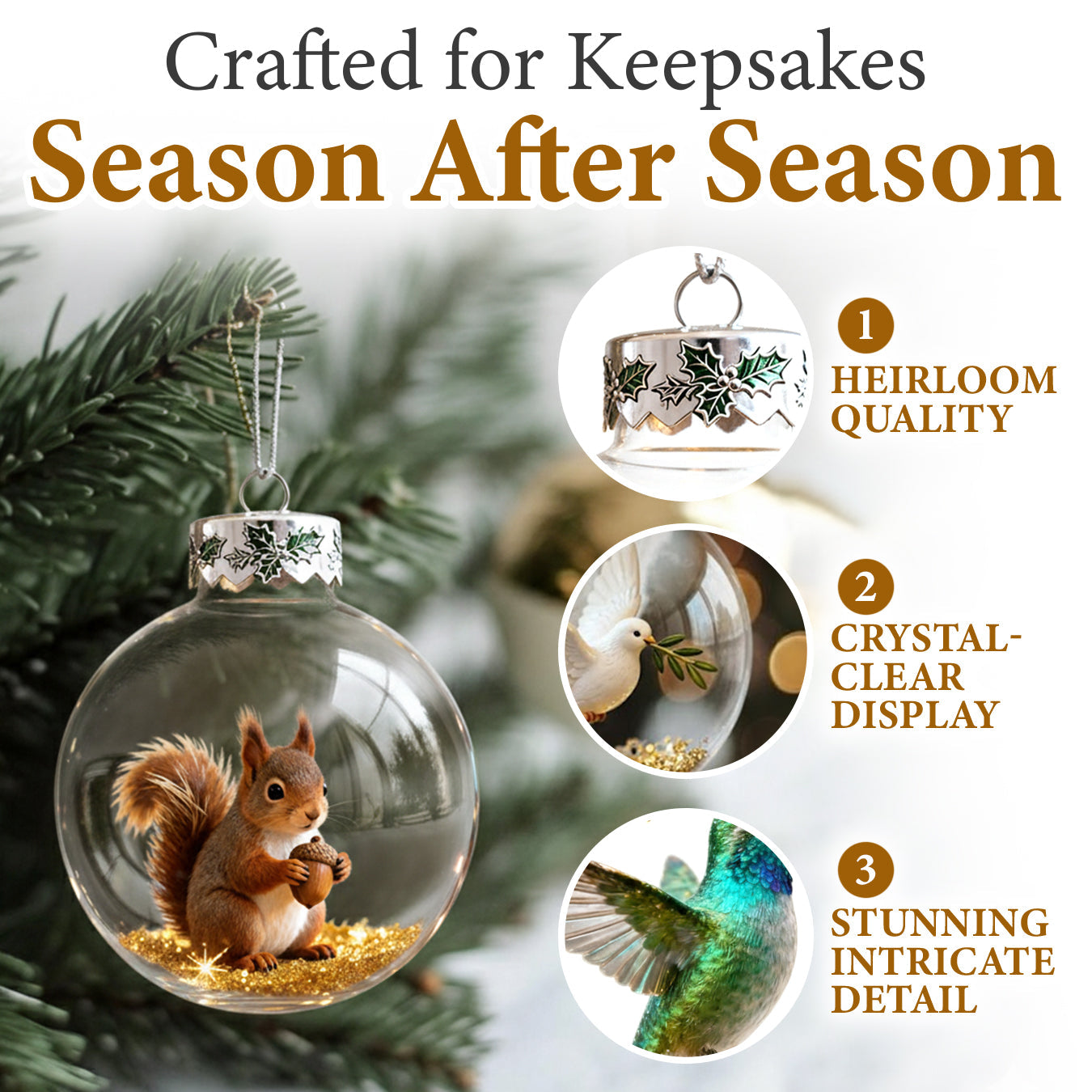 2026 ❄️ Holiday Animal Crystal Glass Ornament