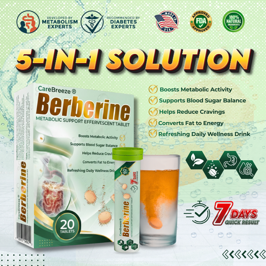 𝗖𝗮𝗿𝗲𝗕𝗿𝗲𝗲𝘇𝗲® Berberine 𝑺𝒍𝒊𝒎 𝑭𝒂𝒔𝒕 7 𝑫𝒂𝒚𝒔 Metabolic Support Effervescent Tablet